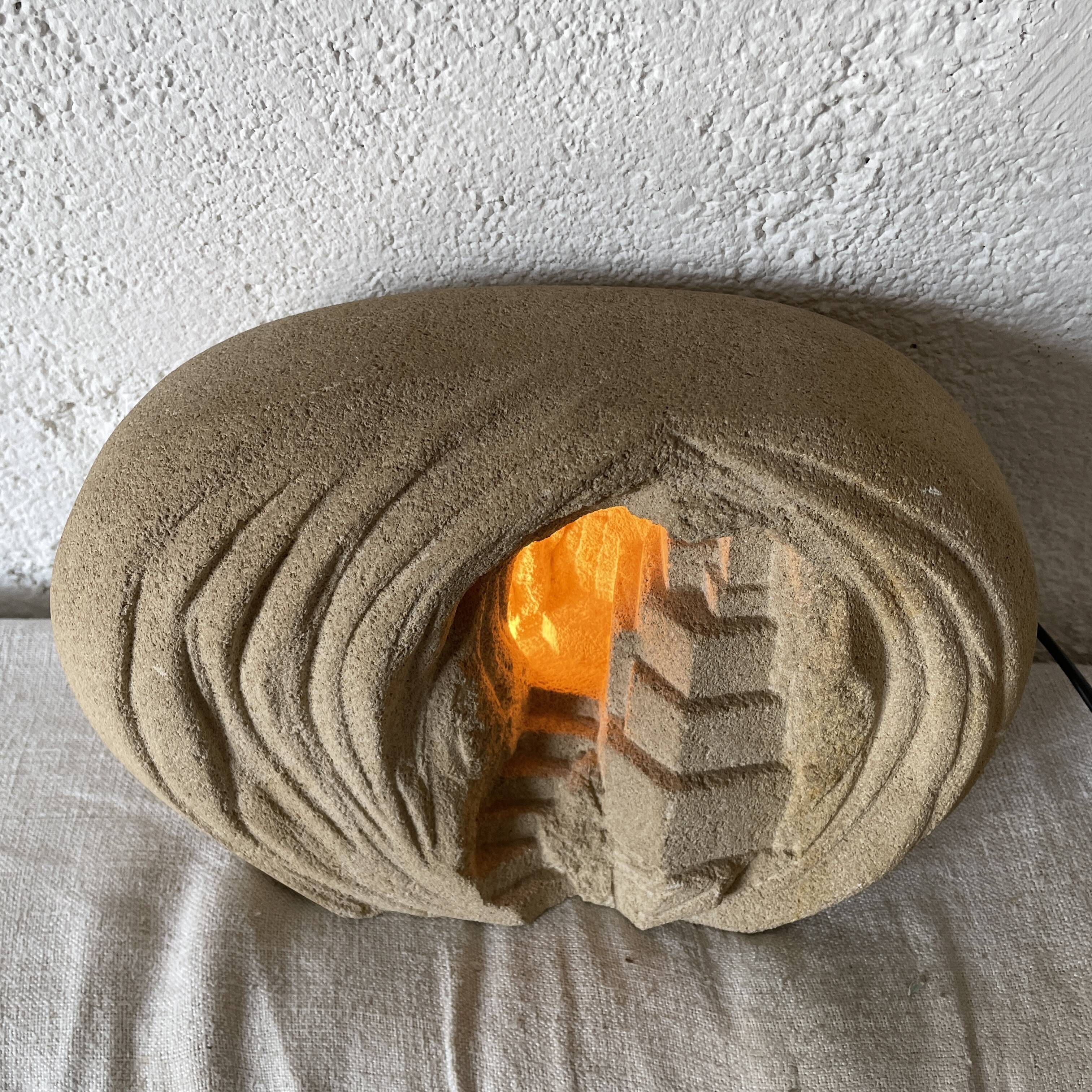 Arsene Galisson lamp in stone vintage design 1970