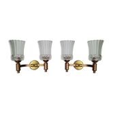 Pair of art deco wall lamps glass paste