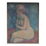 Painting signed Béchon-Sauzeau, painting of a nude woman, oil on canvas