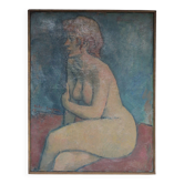 Peinture signée Béchon-Sauzeau , peinture femme nue, huile sur toile