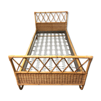 Vintage rattan bed