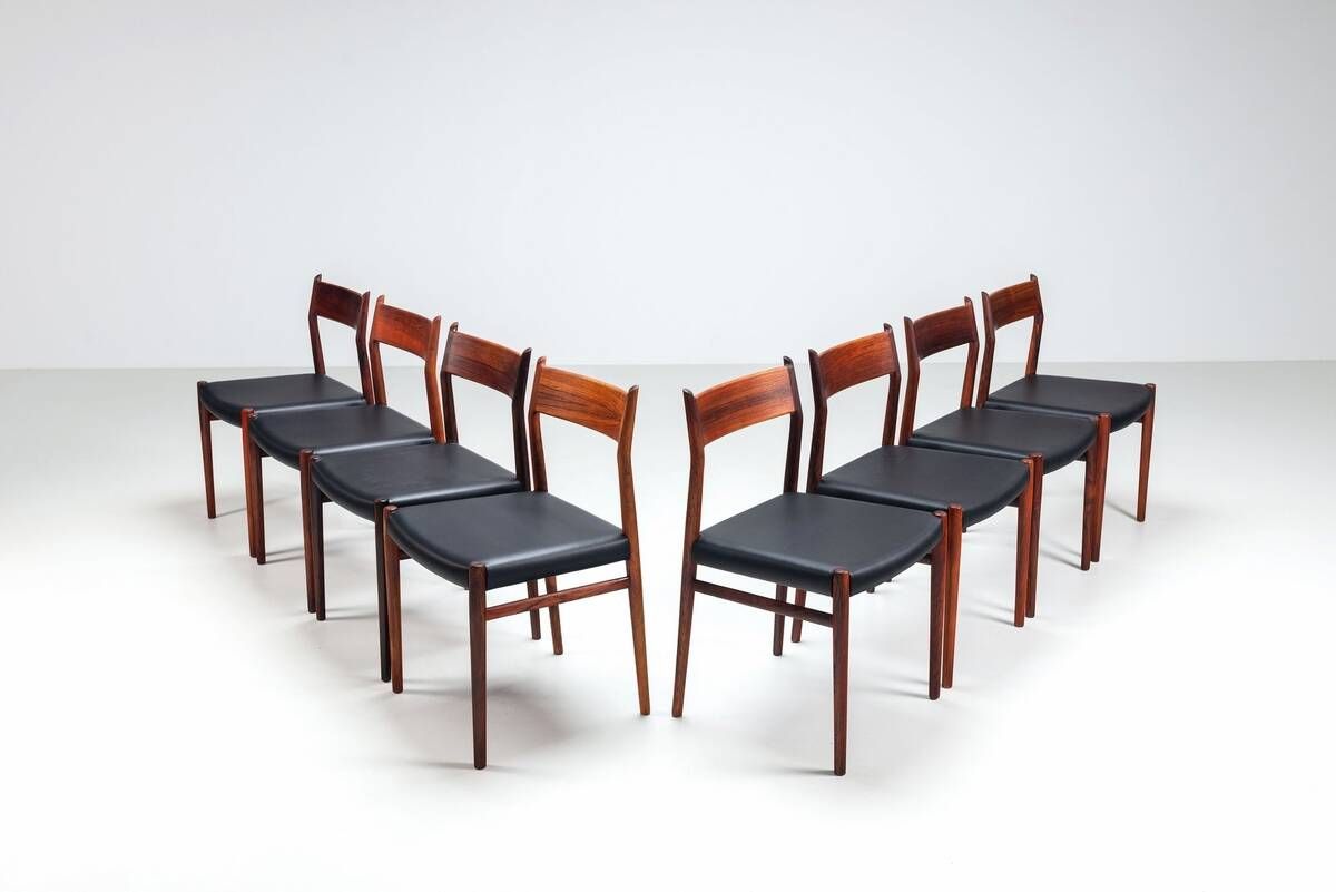 Arne Vodder model 418 dining chairs in rosewood Sibast Mobler Denmark 1960