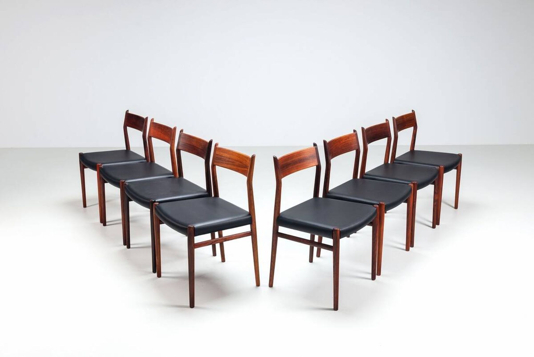 Arne Vodder model 418 dining chairs in rosewood Sibast Mobler Denmark 1960