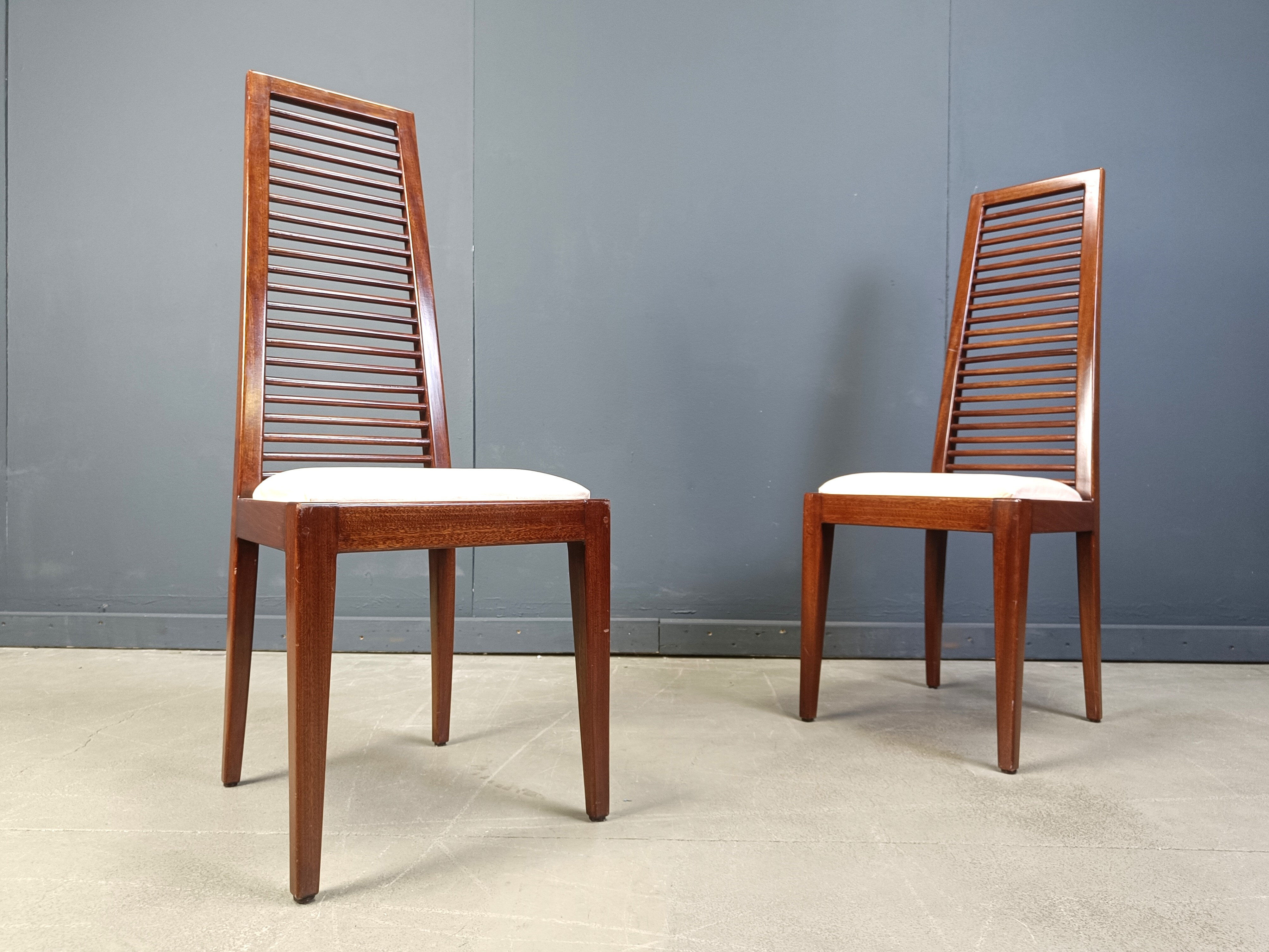 Set of 8 Italian high back dining chairs, 1980s