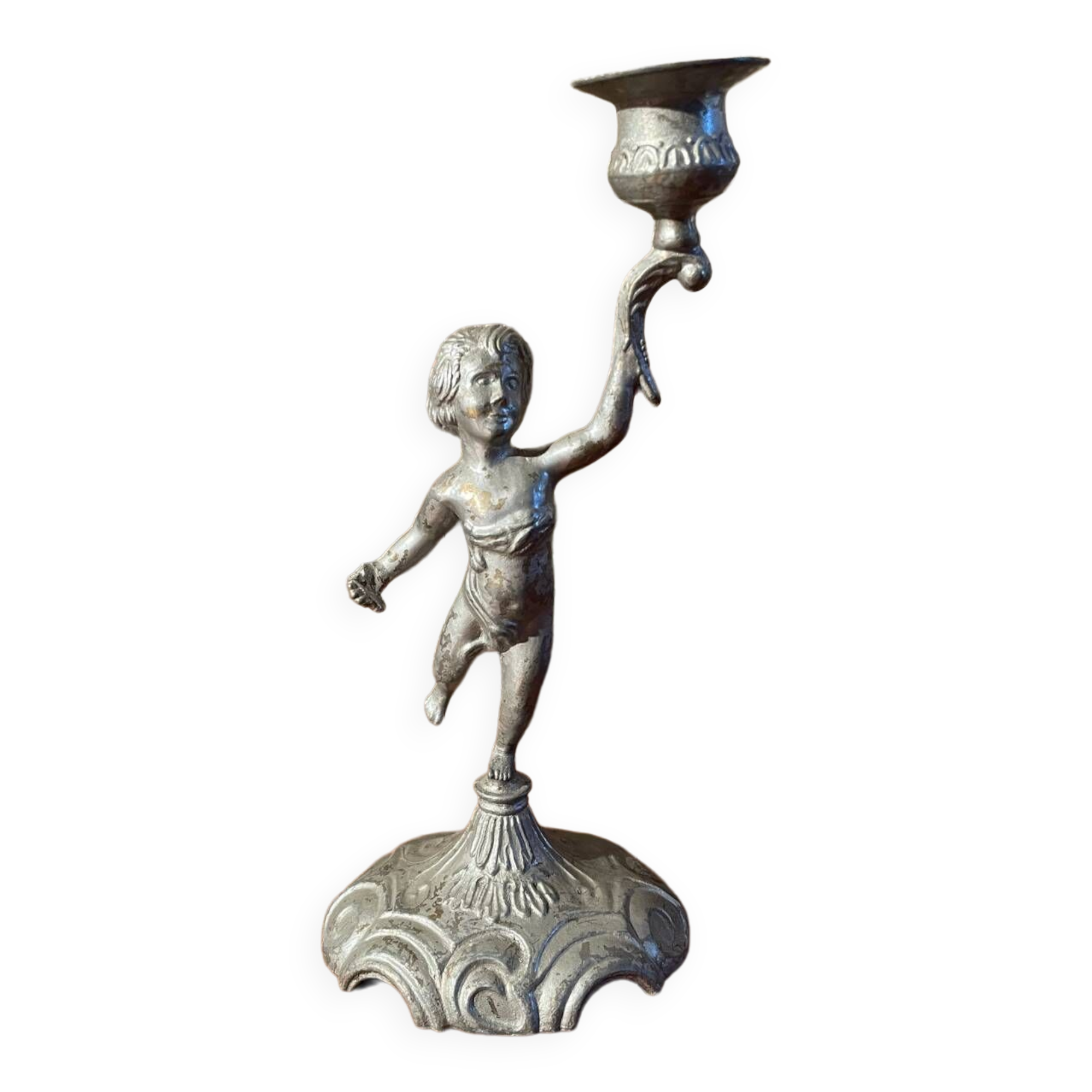 Old cherub candle holder
