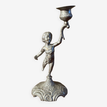 Old cherub candle holder