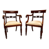 Pair of English mahogany armchairs from the 19th century – Regency style