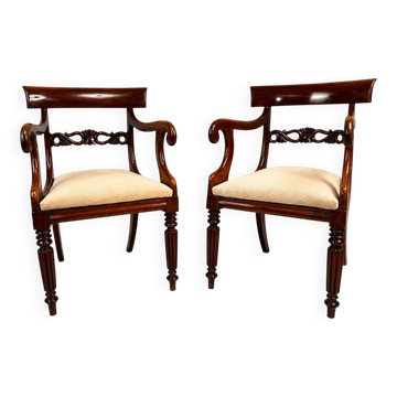 Pair of English mahogany armchairs from the 19th century – Regency style