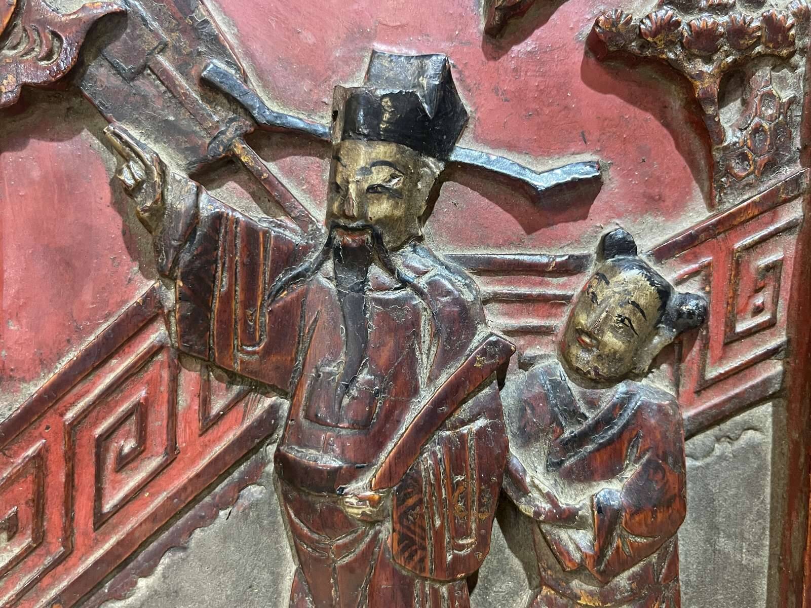 Chinese wooden bas-relief from the early 20th century.
