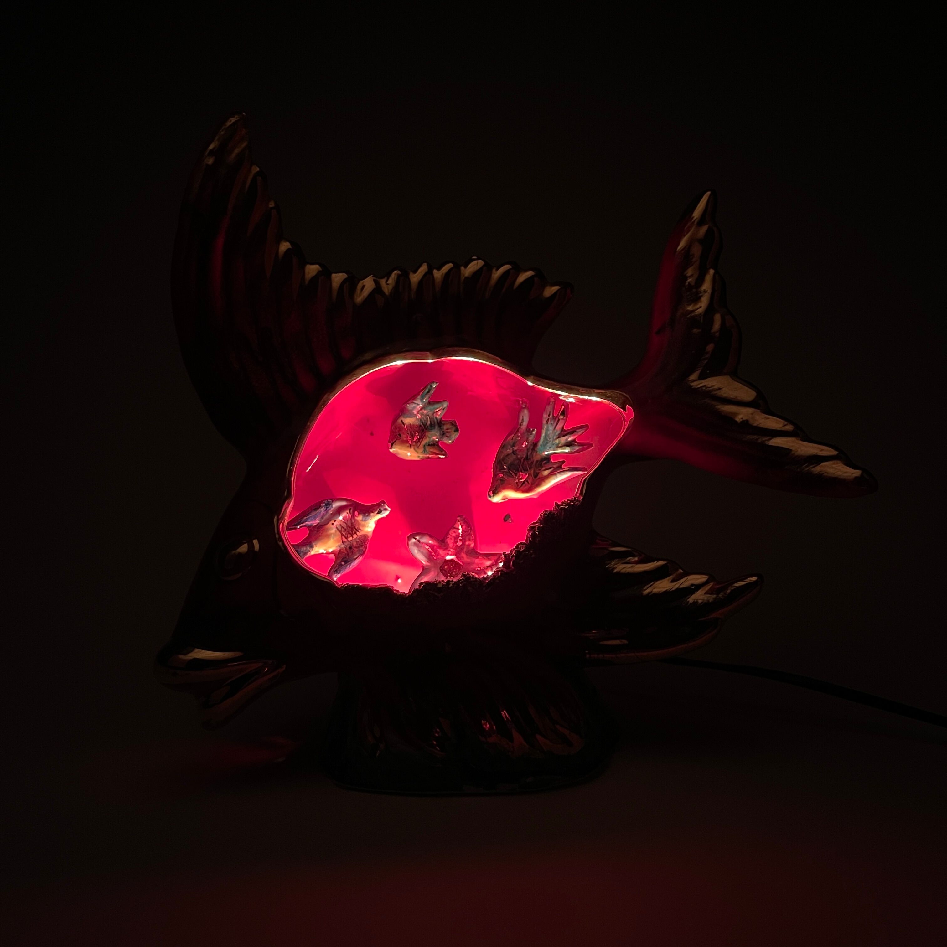 Lampe poisson barbotine Vallauris XXL
