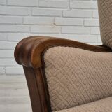 Fauteuil danois en coton marron clair et chêne, 1950