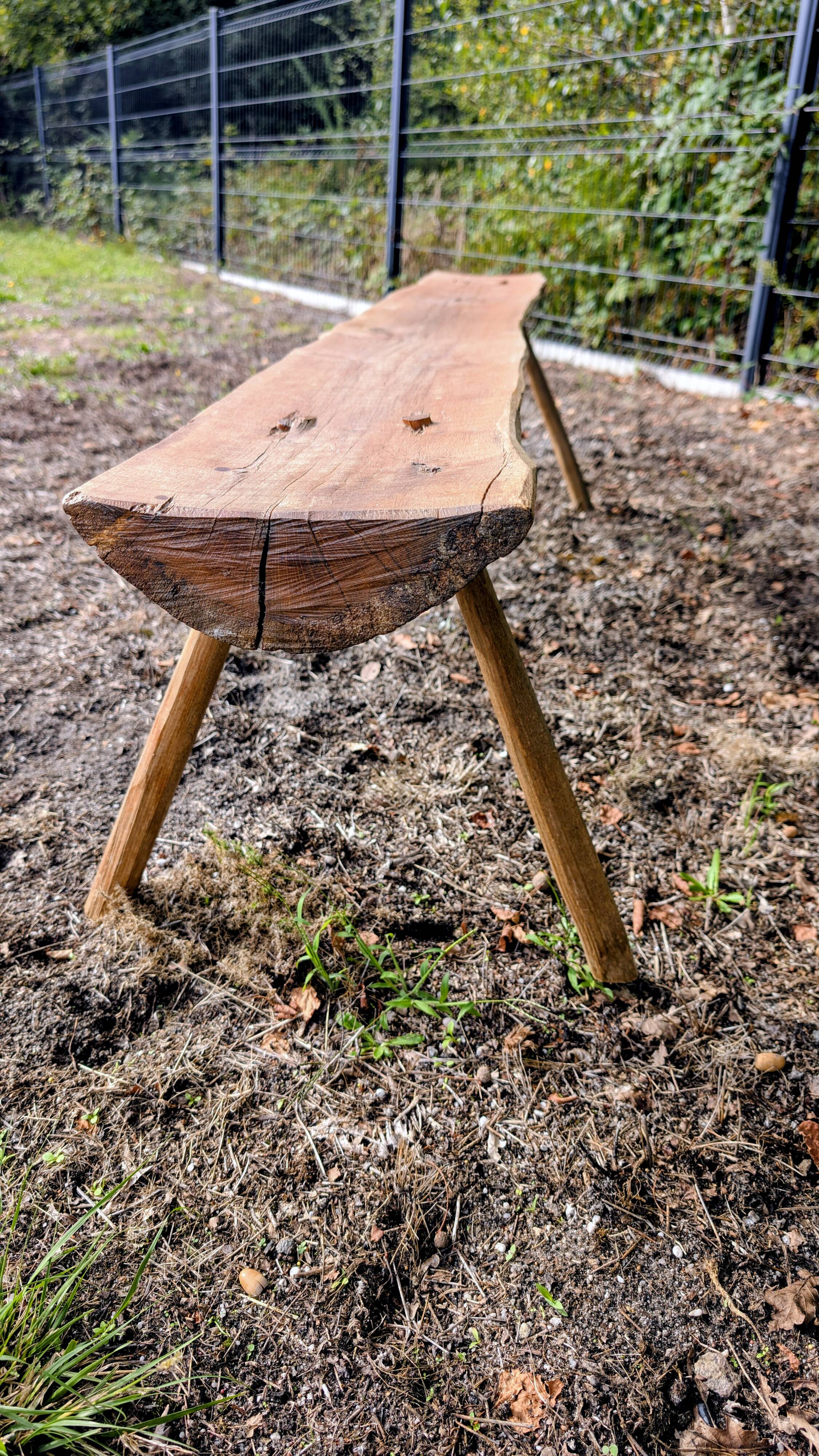 Pair of brutalist wooden benches – 70s design style