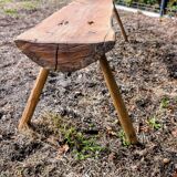 Pair of brutalist wooden benches – 70s design style