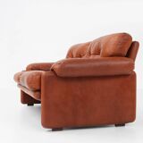 Brown leather 2-seater sofa Coronado by Tobia Scarpa for B&B Italia, Italy ca. 1960