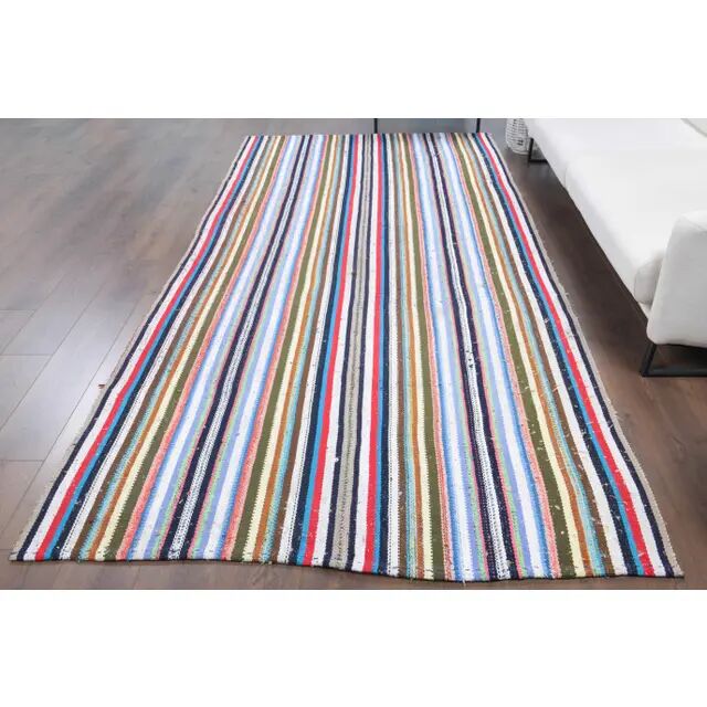 Vintage Turkish Oushak Handmade Wool Cotton Beige Kilim Area Rug 161x323
