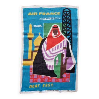 Vintage tea towel, air France wall art, near east