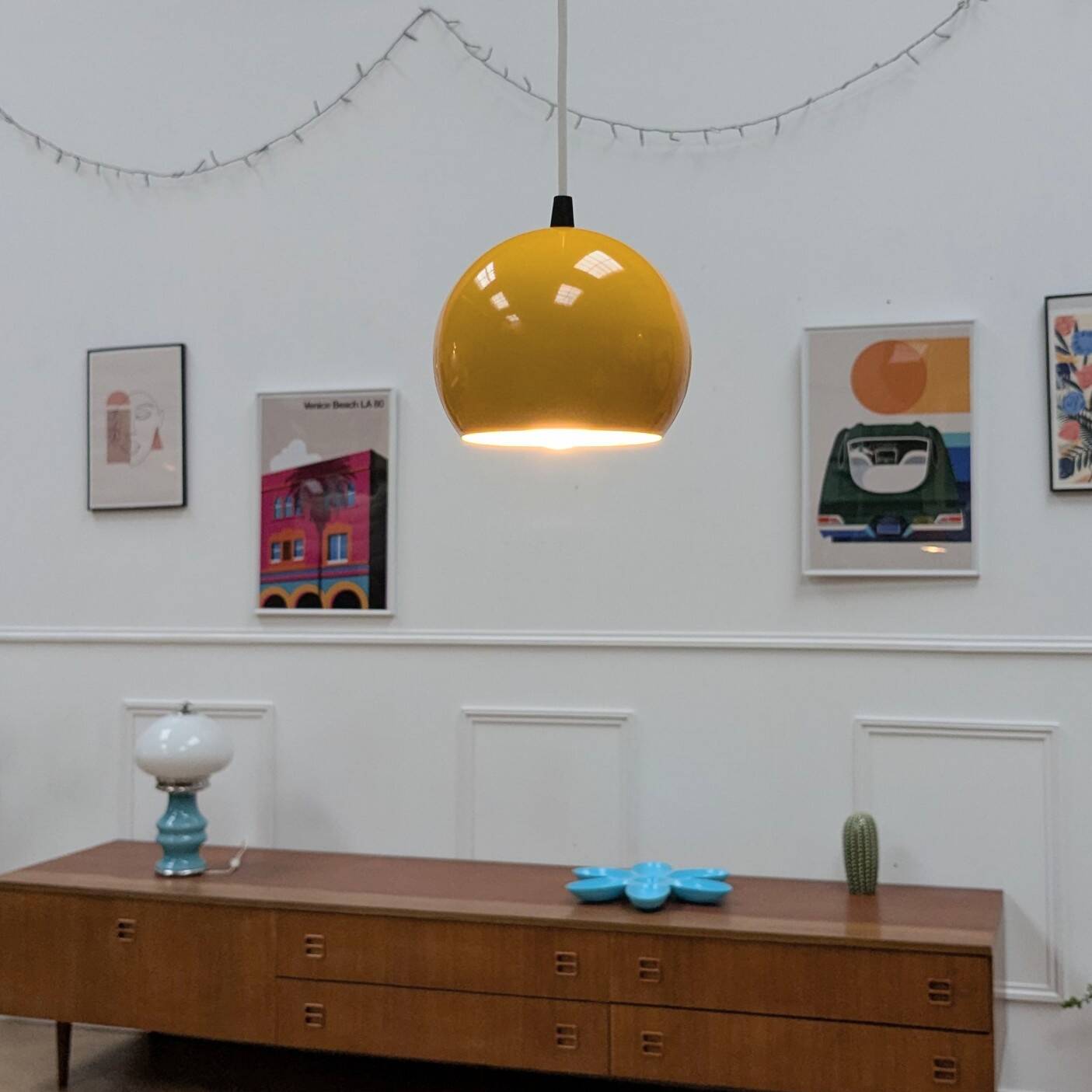 retro yellow portable lamp