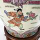 Large polychrome Chinese porcelain lamp on a wooden base – 63 cm