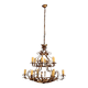 Antique chandelier in gilded iron and sheet metal, 12 lights, Italy, 20th century