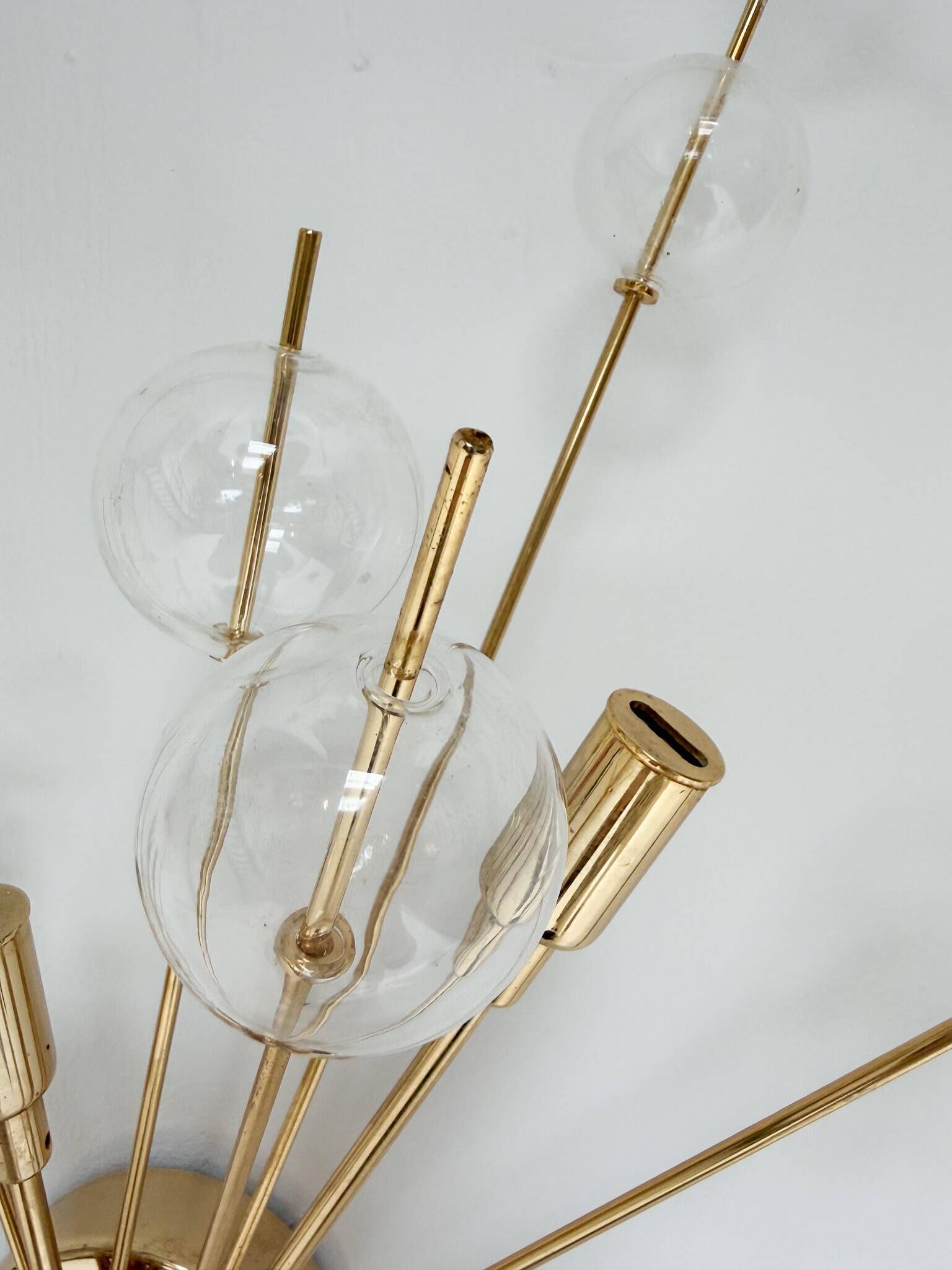 Set of 2 Italian wall lamps with glass spheres, 1970s