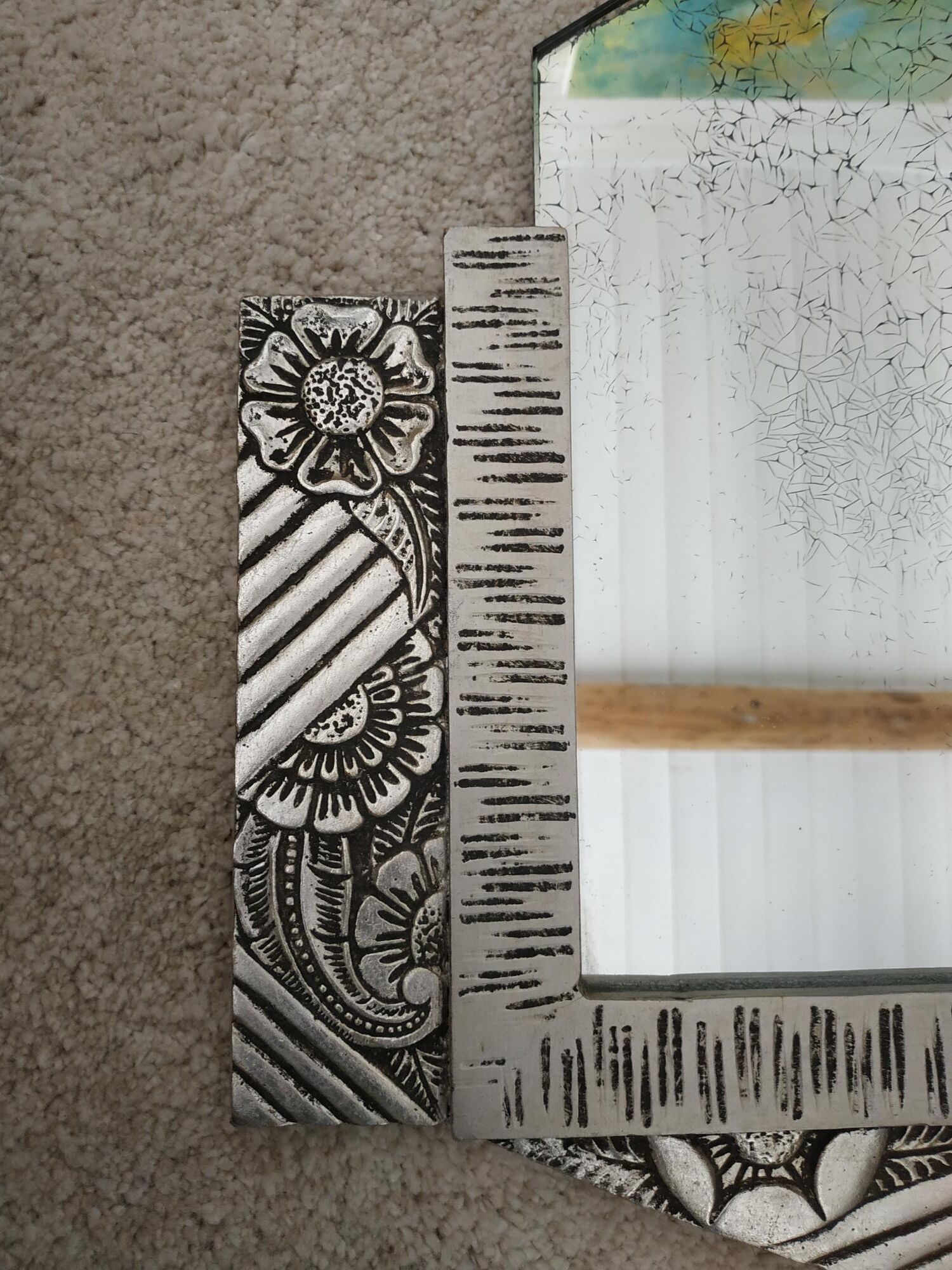 Art Deco silver wood mirror