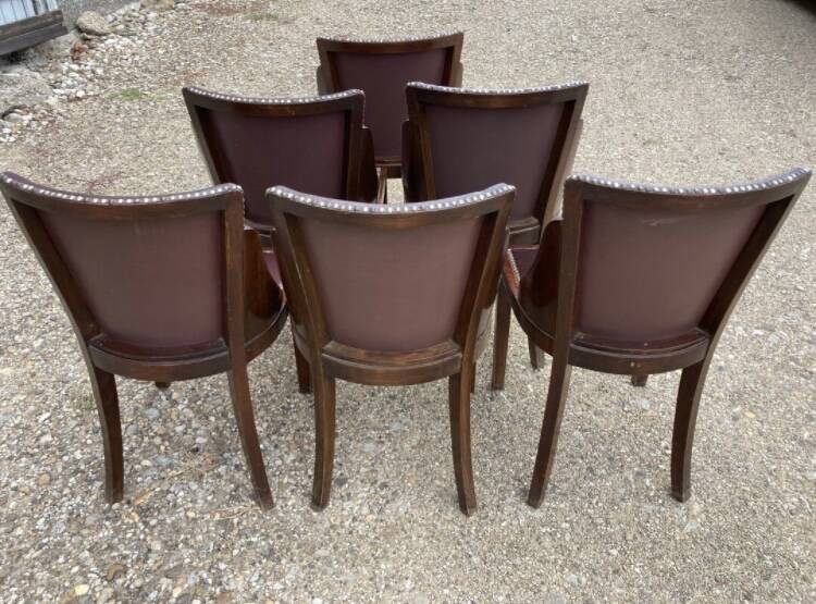 6 art deco chairs with leather seats