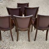 6 art deco chairs with leather seats