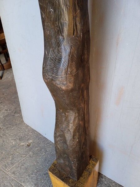 Large stylized sculpture ep 1950/60 carved wood + base