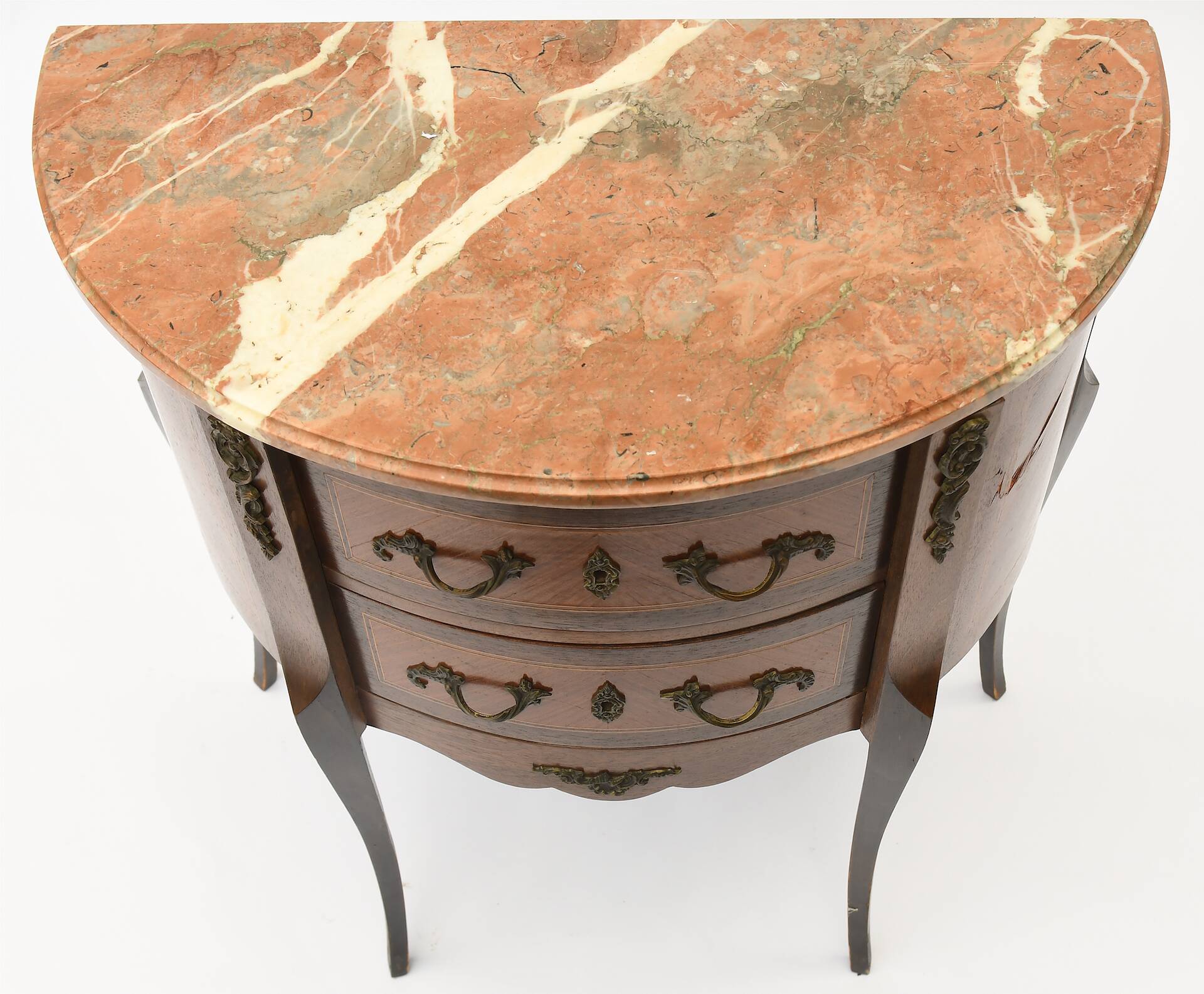 Transition style half-moon chest of drawers