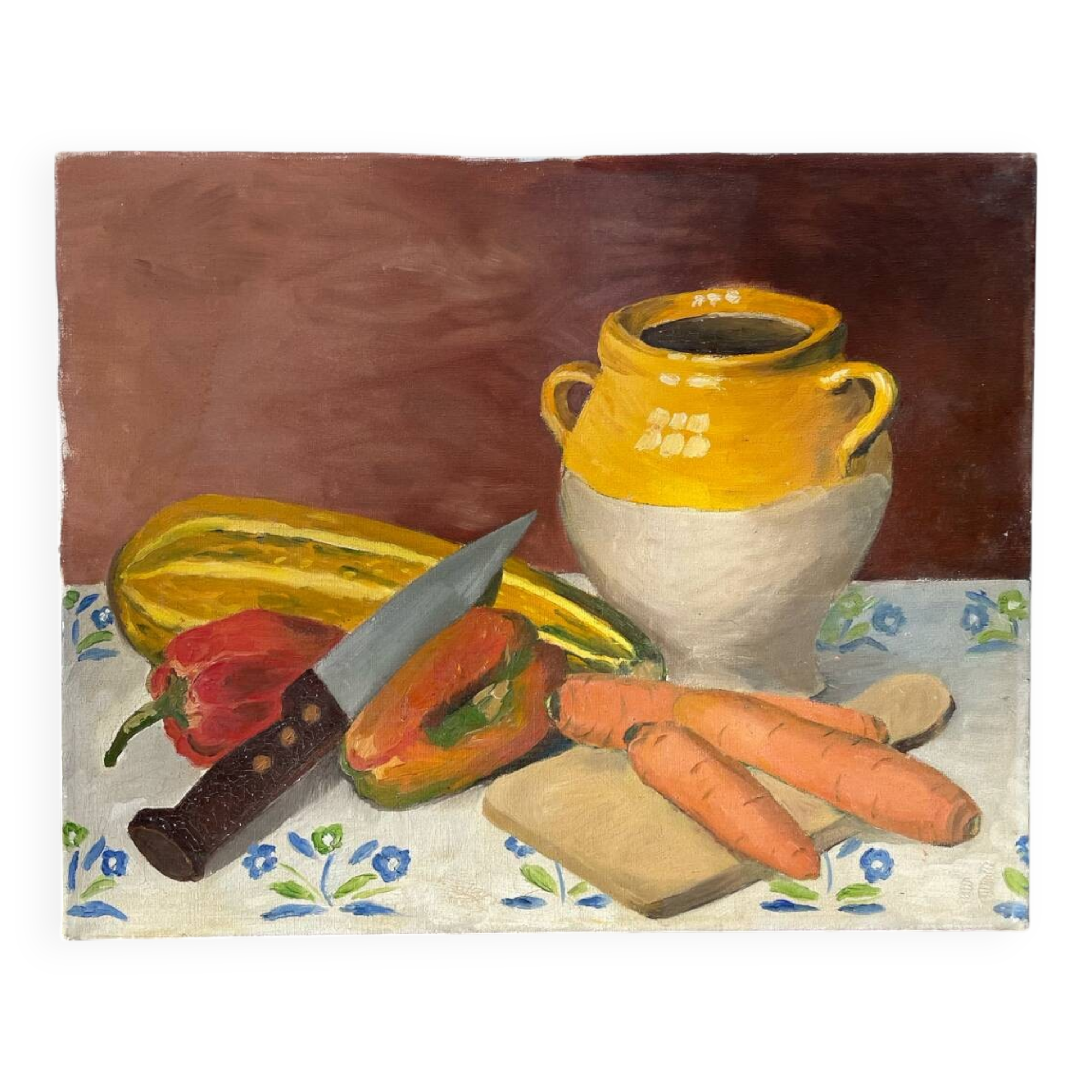 Still life oil on canvas with vegetables