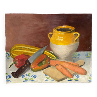 Still life oil on canvas with vegetables
