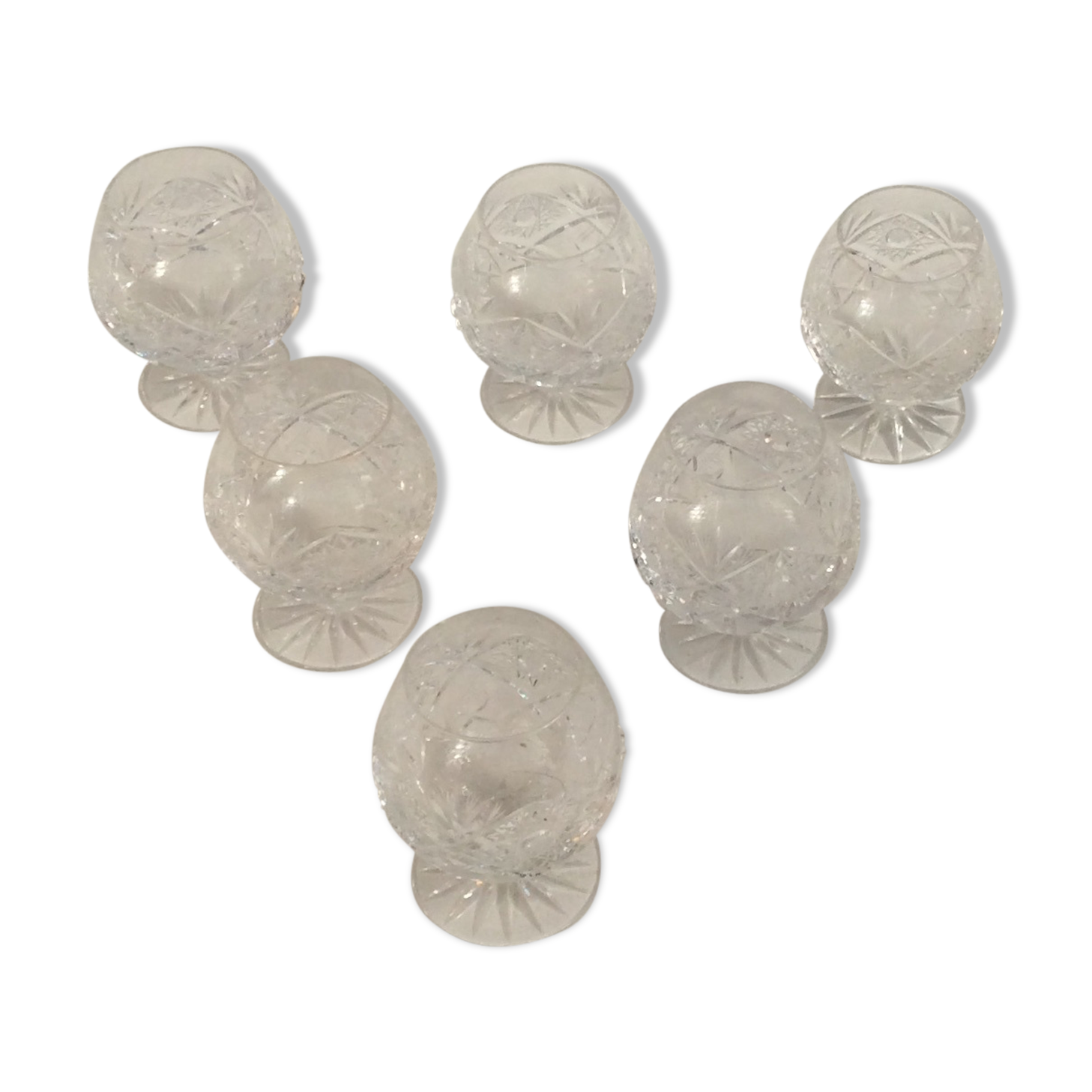 Set of 6 crystal glasses for cognac