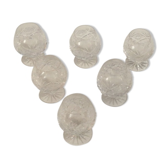 Set of 6 crystal glasses for cognac