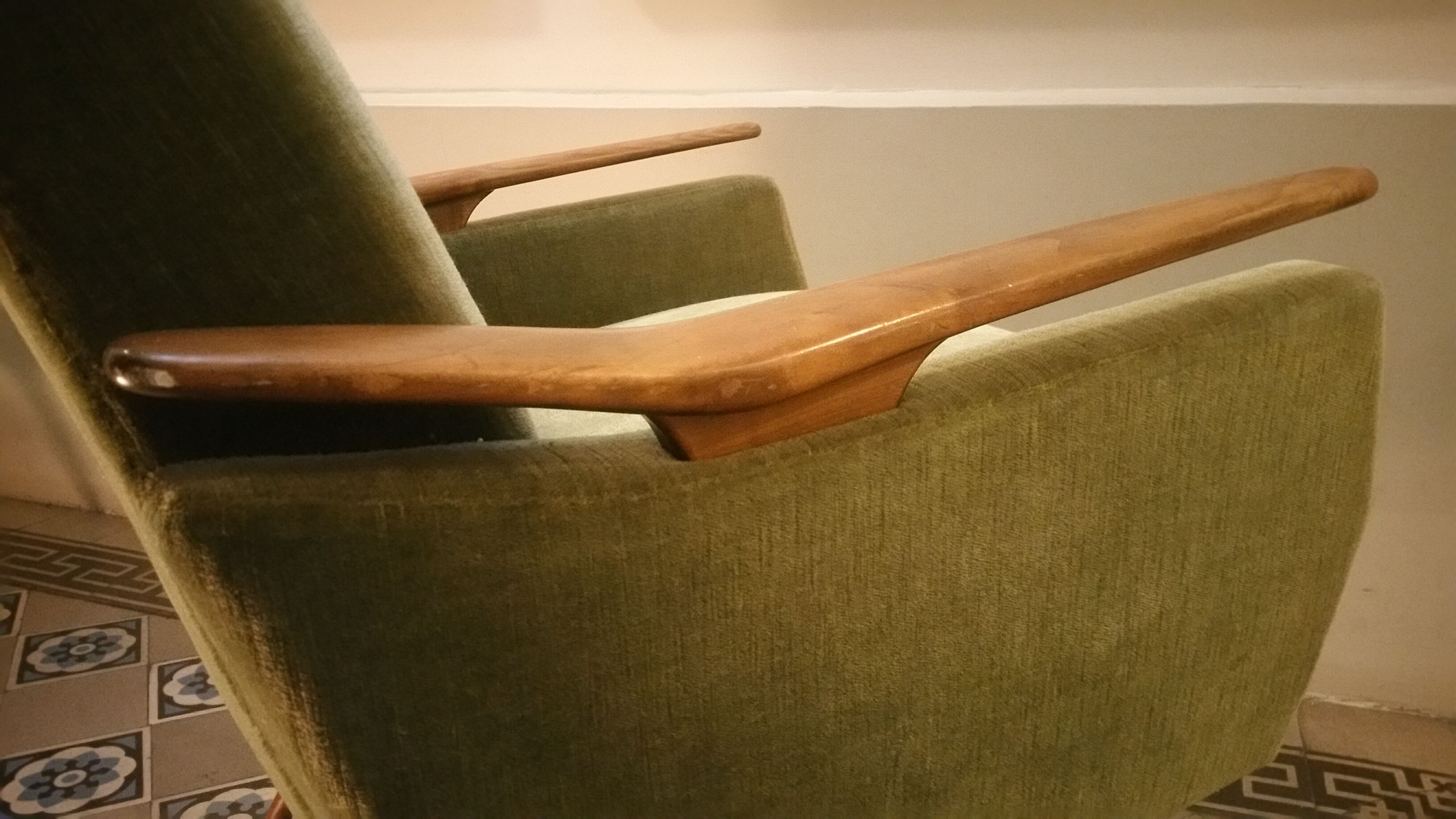 Lot of 2 armrests 50s/60s teak club chairs