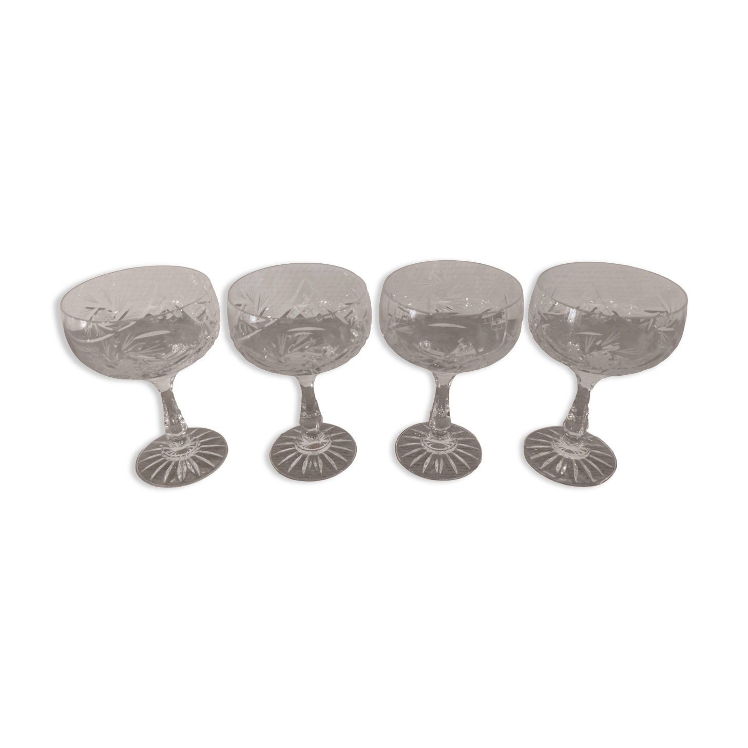 Cut crystal champagne glasses