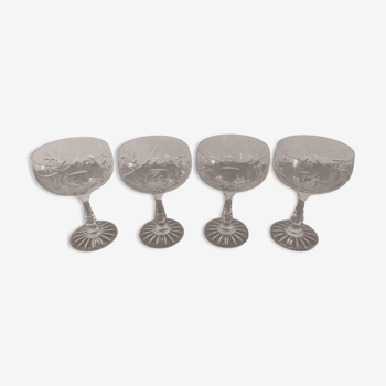 Cut crystal champagne glasses