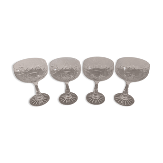 Cut crystal champagne glasses