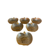 6 Antique Moulded Glass Bowls Pink Amber Apple Shape Vintage #D515