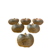 6 Antique Moulded Glass Bowls Pink Amber Apple Shape Vintage #D515