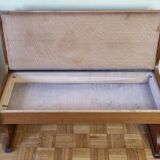 Vintage oak bench with storage box, two seats, 104 cm