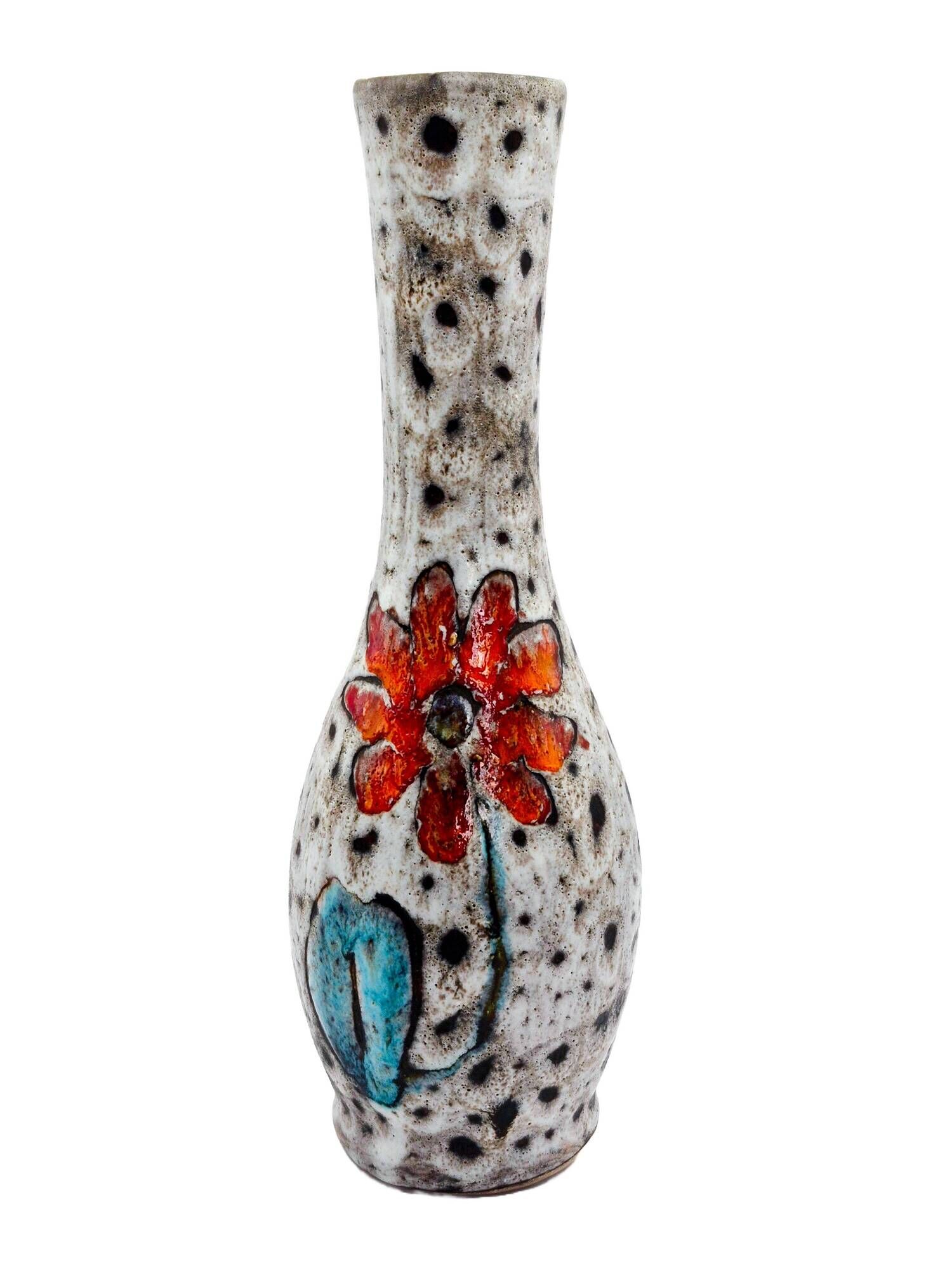 Vintage Vallauris vase attributed to the La Roue workshop – floral decoration A707