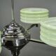 Art Deco Green Opaline Glass Chandelier, Czechoslovakia 1930s