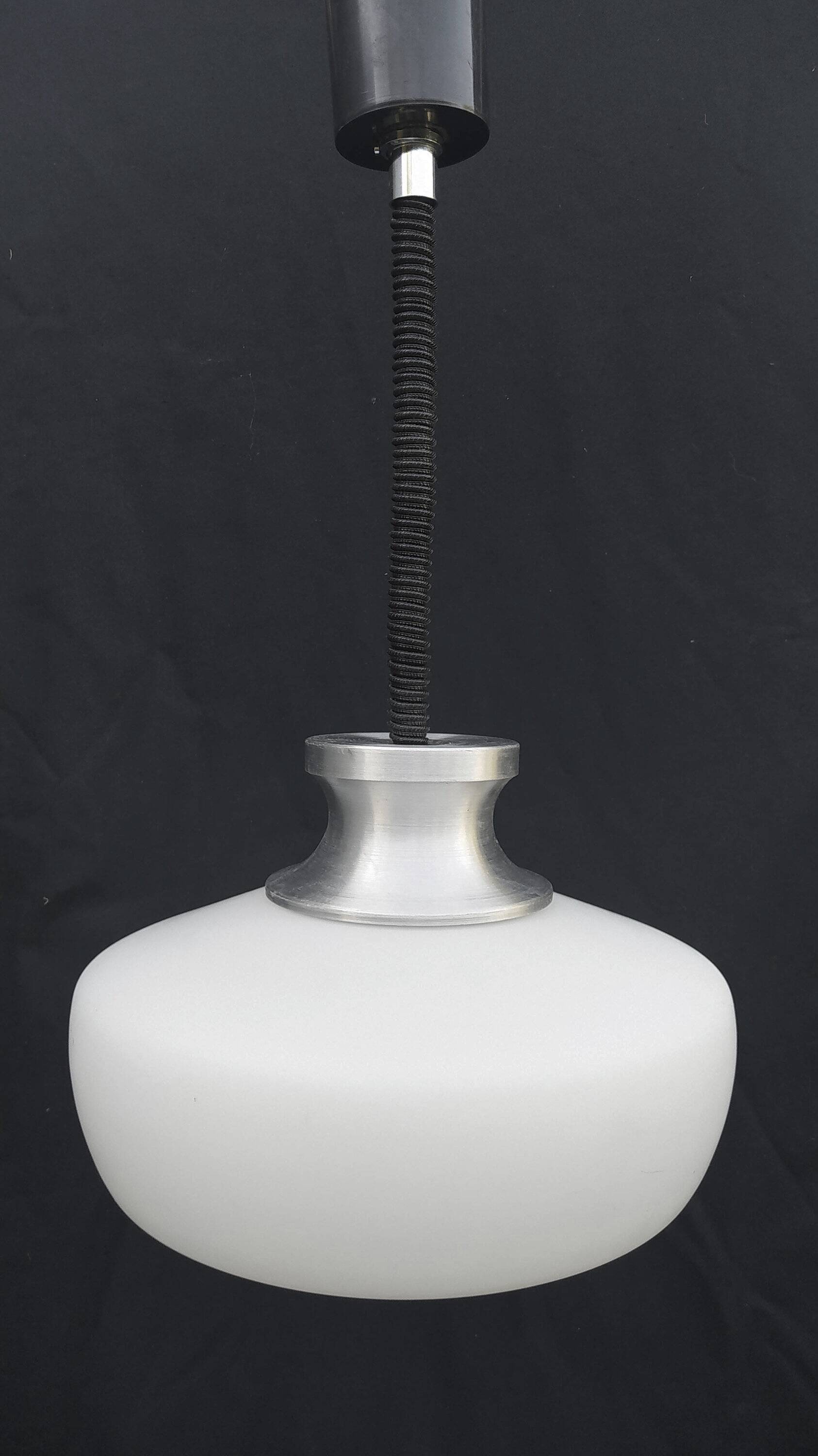 Space Age Saucer Globe Pendant Rises and Falls