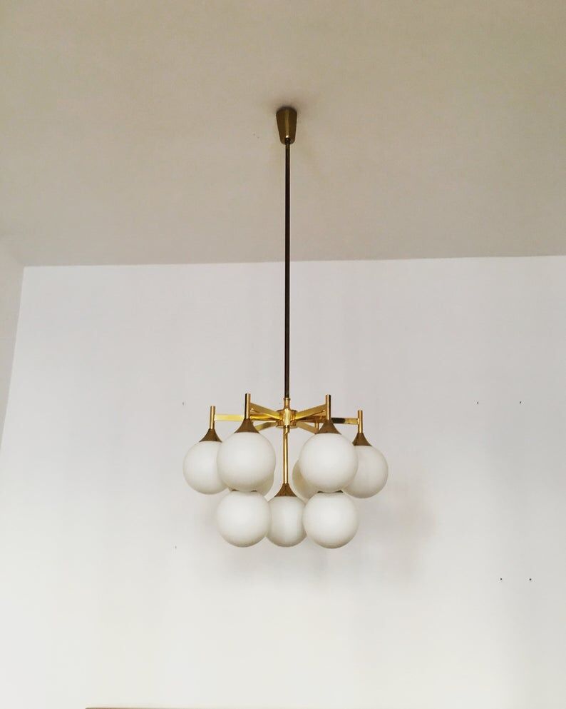 Mid Century brass Sputnik chandelier by Kaiser Leuchten