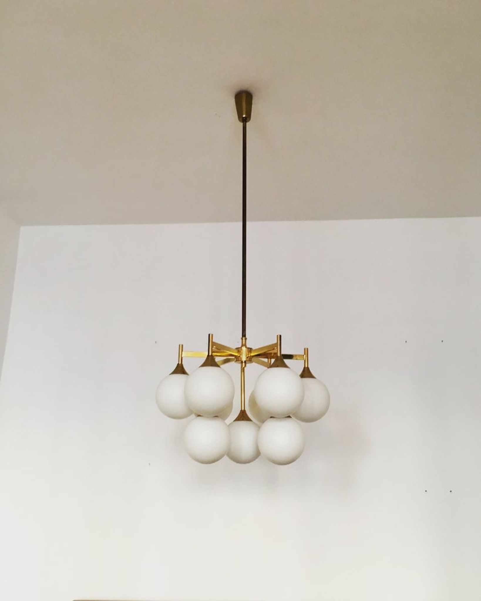 Mid Century brass Sputnik chandelier by Kaiser Leuchten