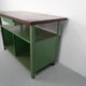 Industrial metal workbench with wooden top 1960s