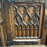 Pair of Gothic style cabinets in dark oak from the 19th century.