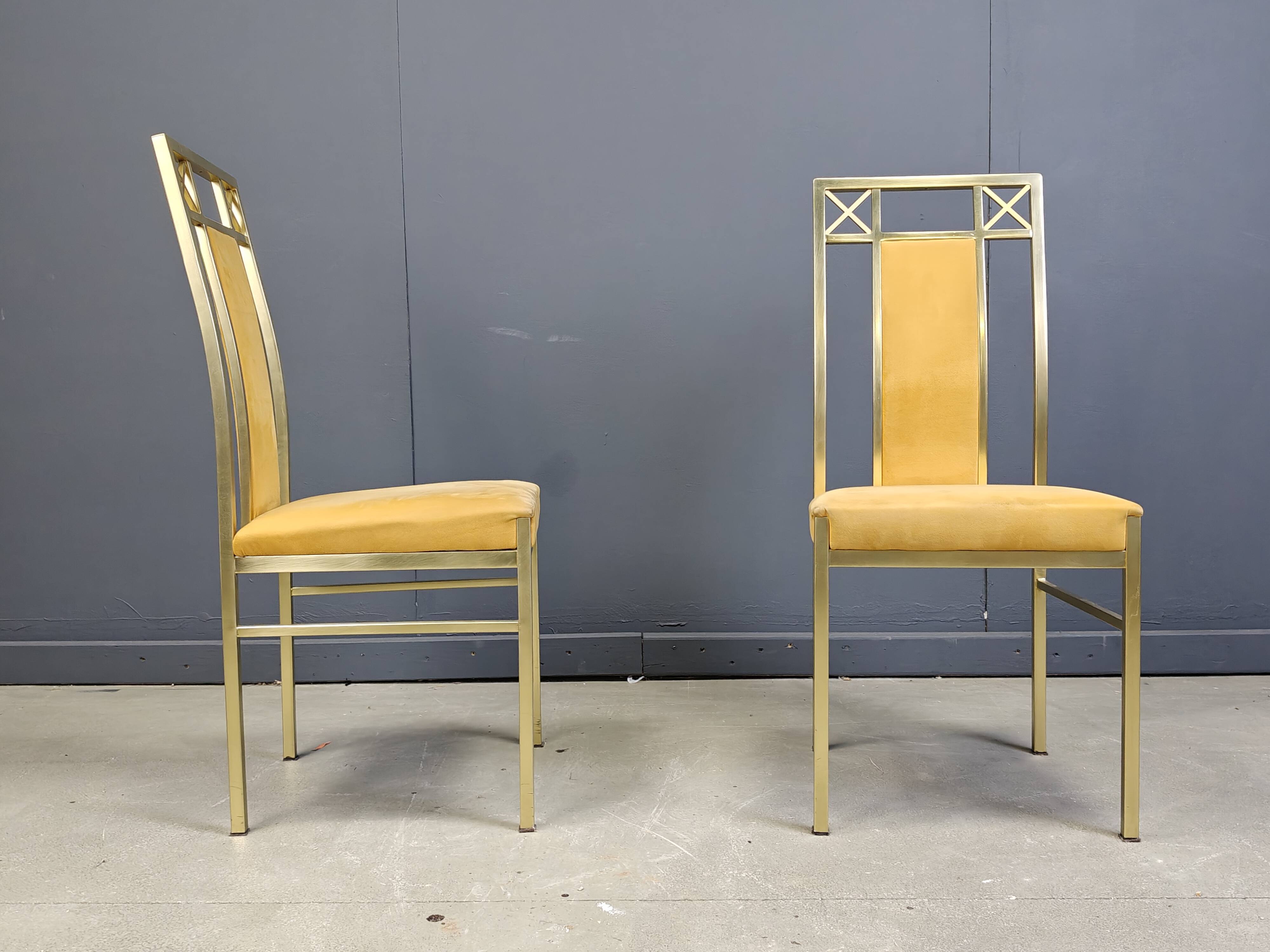 Chaises de salle à manger vintage en laiton de Belgochrom, années 1970