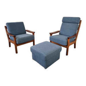 Paire de fauteuils et - ottoman