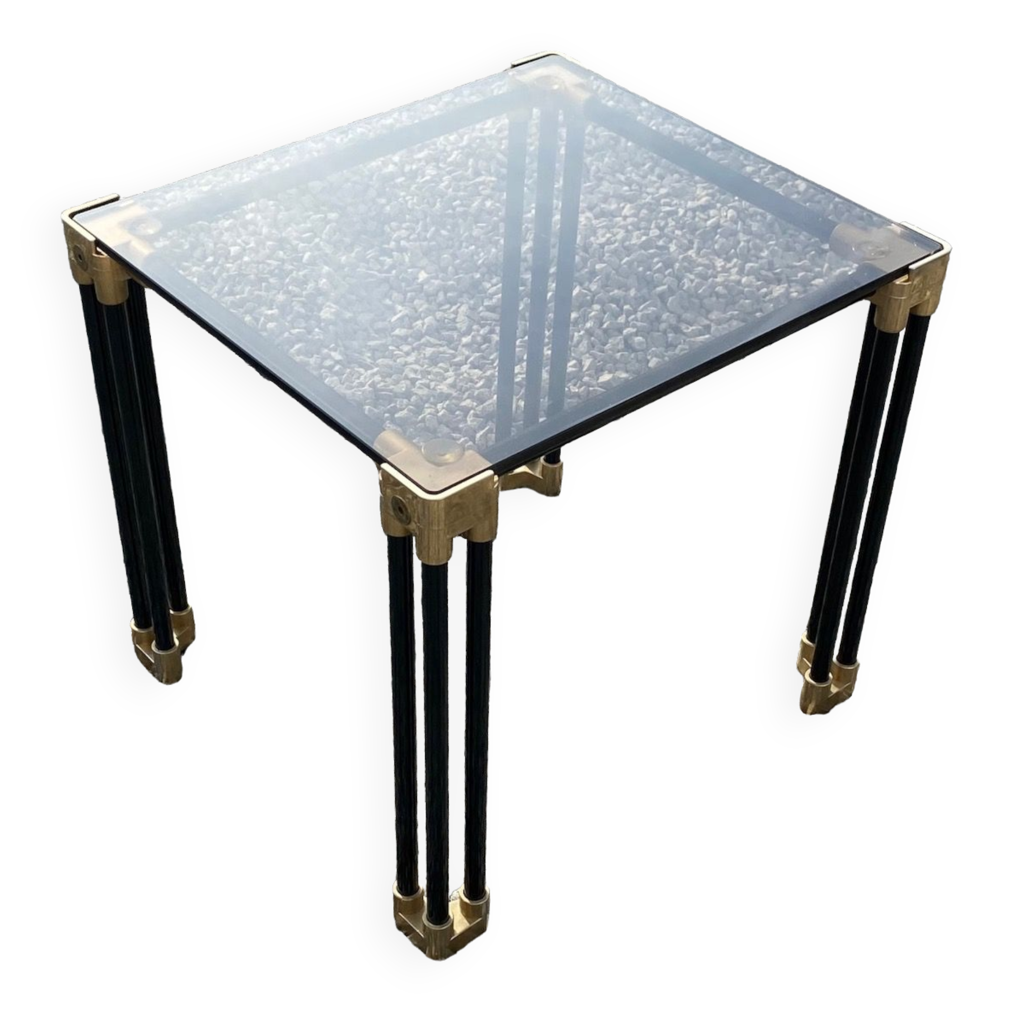 Small square black tubular side table